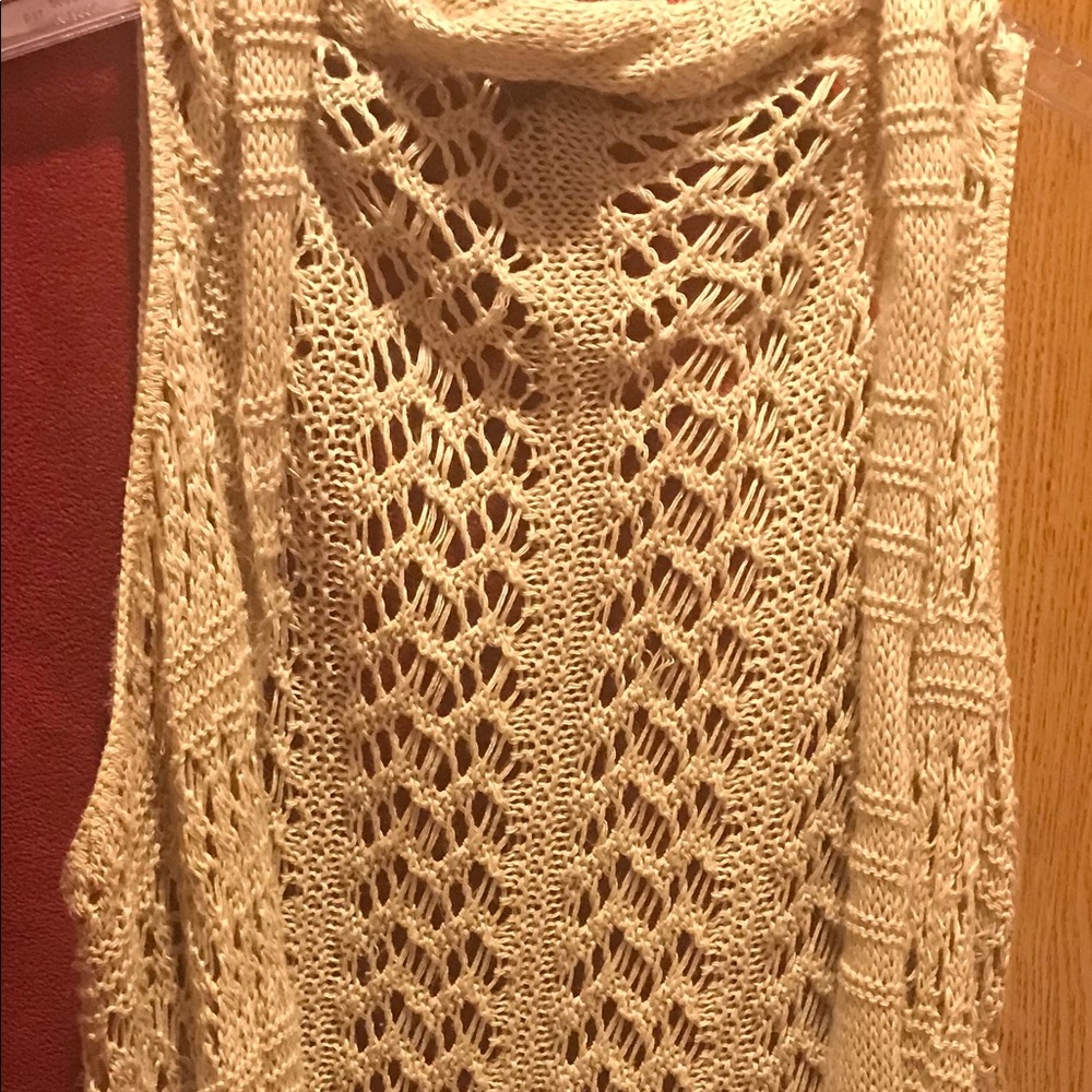 Tan Crocheted Sleeveless Vest